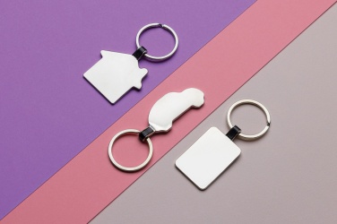 Logo trade promotional merchandise image of: RCS recycled zinc alloy rectangle keyring