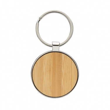 Logotrade corporate gift picture of: RCS recycled zinc alloy round keychain with bamboo