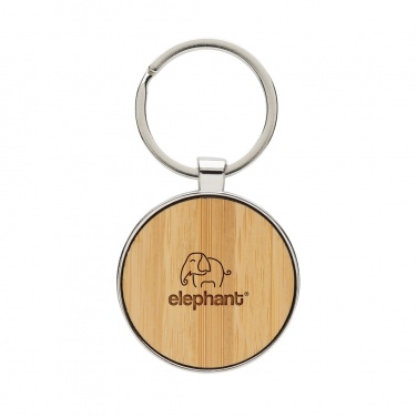 Logotrade business gift image of: RCS recycled zinc alloy round keychain with bamboo