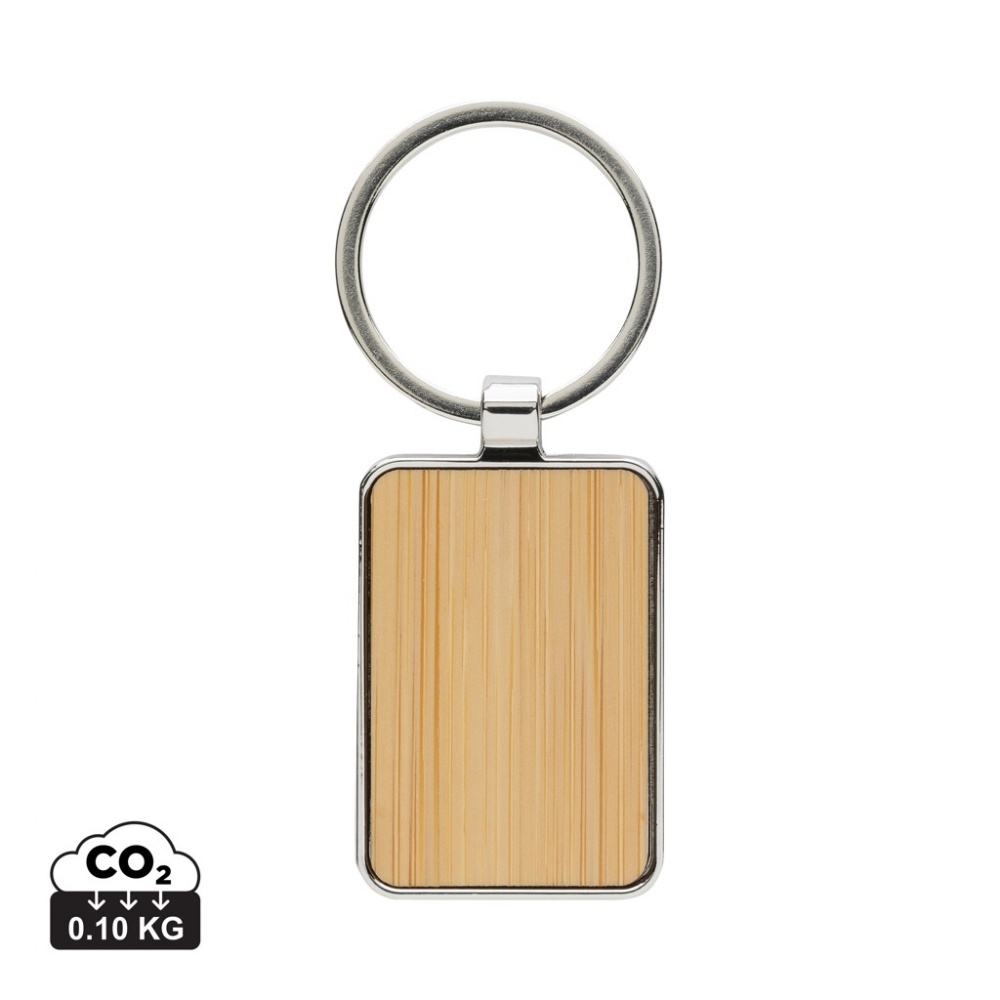 Logo trade advertising product photo of: RCS recycled zinc alloy rectangle keychain with bamboo
