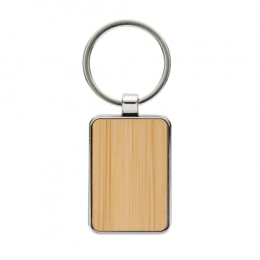 Logo trade corporate gifts picture of: RCS recycled zinc alloy rectangle keychain with bamboo