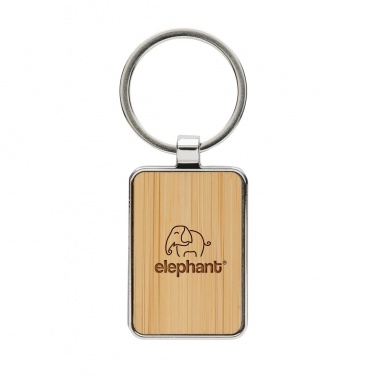 Logotrade promotional giveaway image of: RCS recycled zinc alloy rectangle keychain with bamboo