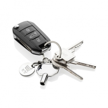 Logo trade advertising products image of: RCS recycled zinc alloy radiator key keychain with coin