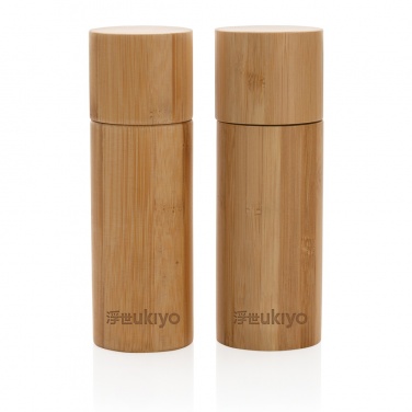 Logo trade promotional giveaway photo of: Ukiyo bamboo salt and pepper mill set