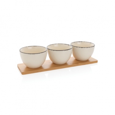 Logo trade promotional item photo of: Ukiyo 3pc serving bowl set with bamboo tray