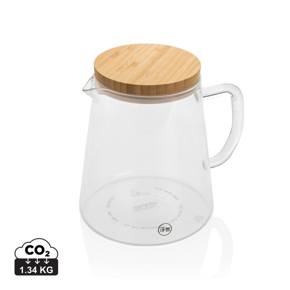Logotrade corporate gift image of: Ukiyo borosilicate glass carafe with bamboo lid 1.2L