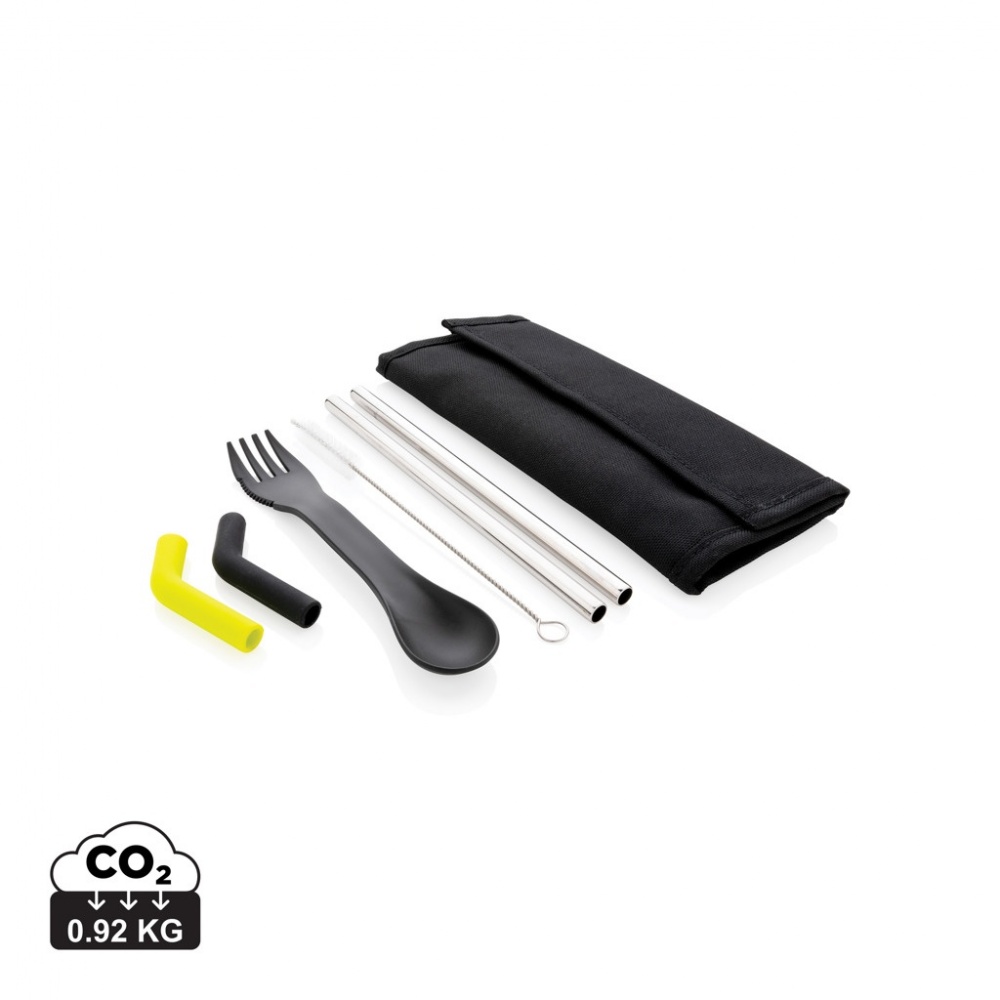 Logotrade promotional merchandise photo of: Tierra 2pcs straw and cutlery set in pouch