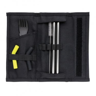 Logo trade corporate gifts picture of: Tierra 2pcs straw and cutlery set in pouch