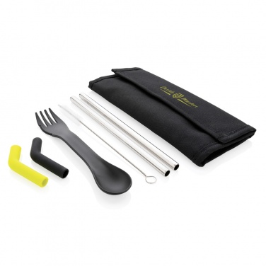 Logo trade promotional giveaways picture of: Tierra 2pcs straw and cutlery set in pouch
