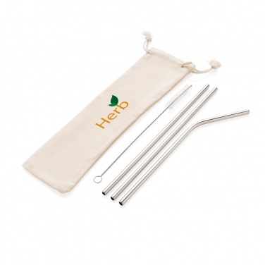 Logo trade advertising products image of: Reusable stainless steel 3 pcs straw set