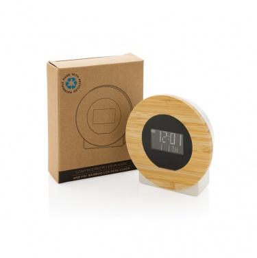 Logo trade promotional giveaway photo of: Utah RCS rplastic and bamboo LCD desk clock