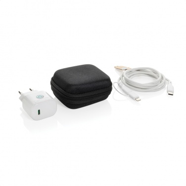 Logo trade corporate gifts image of: Boost RCS reycled PET 20W type C 2 pcs charging set