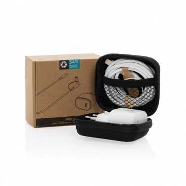 Logotrade promotional giveaway image of: Boost RCS reycled PET 20W type C 2 pcs charging set