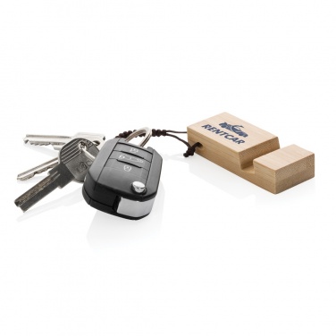 Logotrade promotional merchandise image of: Standkey bamboo keychain phone stand