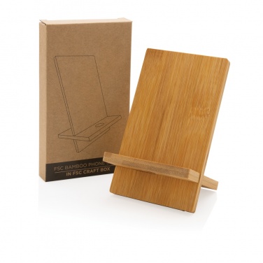Logo trade advertising products image of: Bamboo phone stand in kraft box