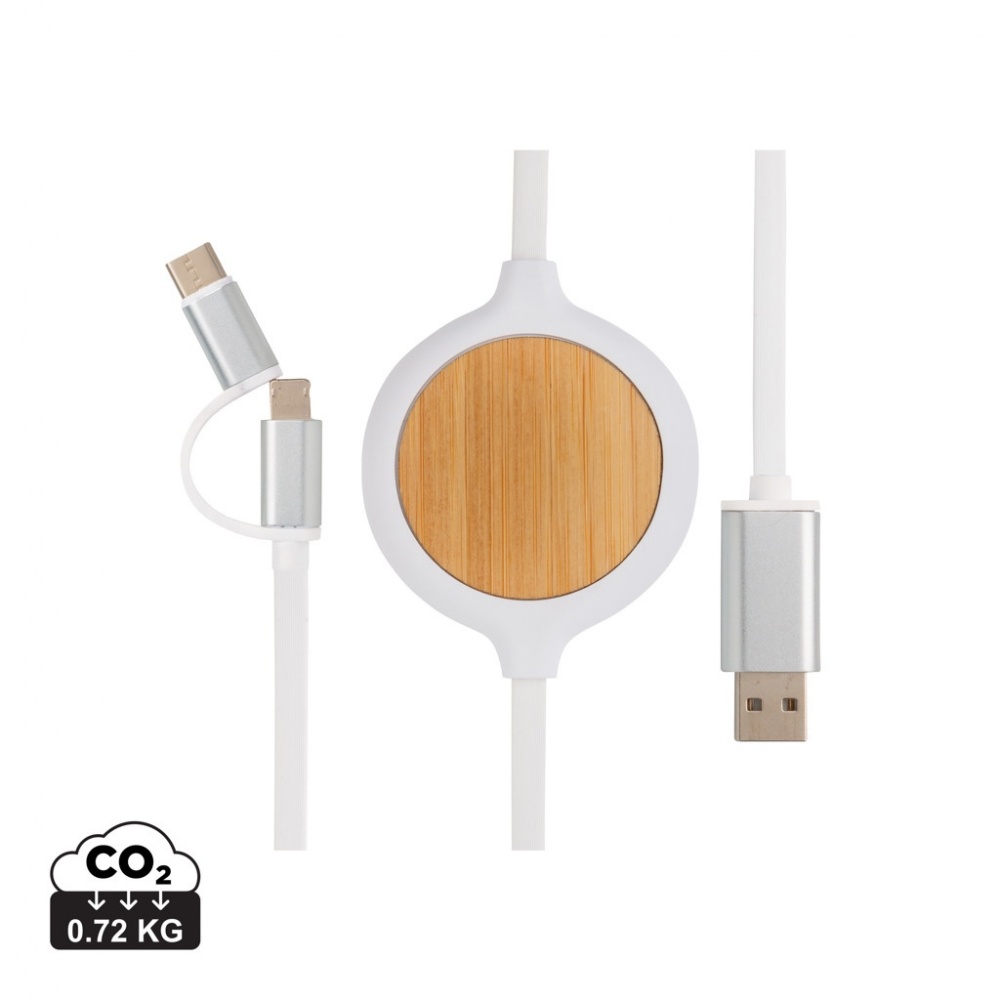 Logotrade business gift image of: 3-in-1 cable with 5W bamboo wireless charger