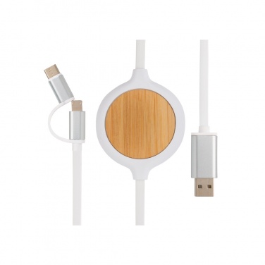 Logo trade business gift photo of: 3-in-1 cable with 5W bamboo wireless charger
