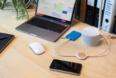 Logo trade business gift photo of: 3-in-1 cable with 5W bamboo wireless charger