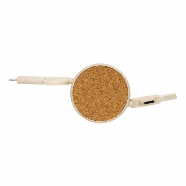 Logo trade promotional giveaway photo of: Cork and Wheat 6-in-1 retractable cable