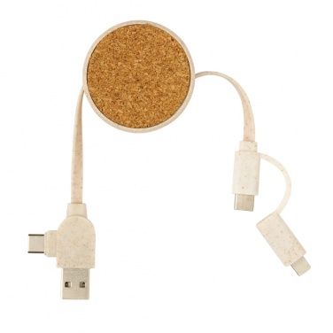 Logo trade promotional items picture of: Cork and Wheat 6-in-1 retractable cable