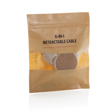 Logo trade advertising products picture of: Cork and Wheat 6-in-1 retractable cable