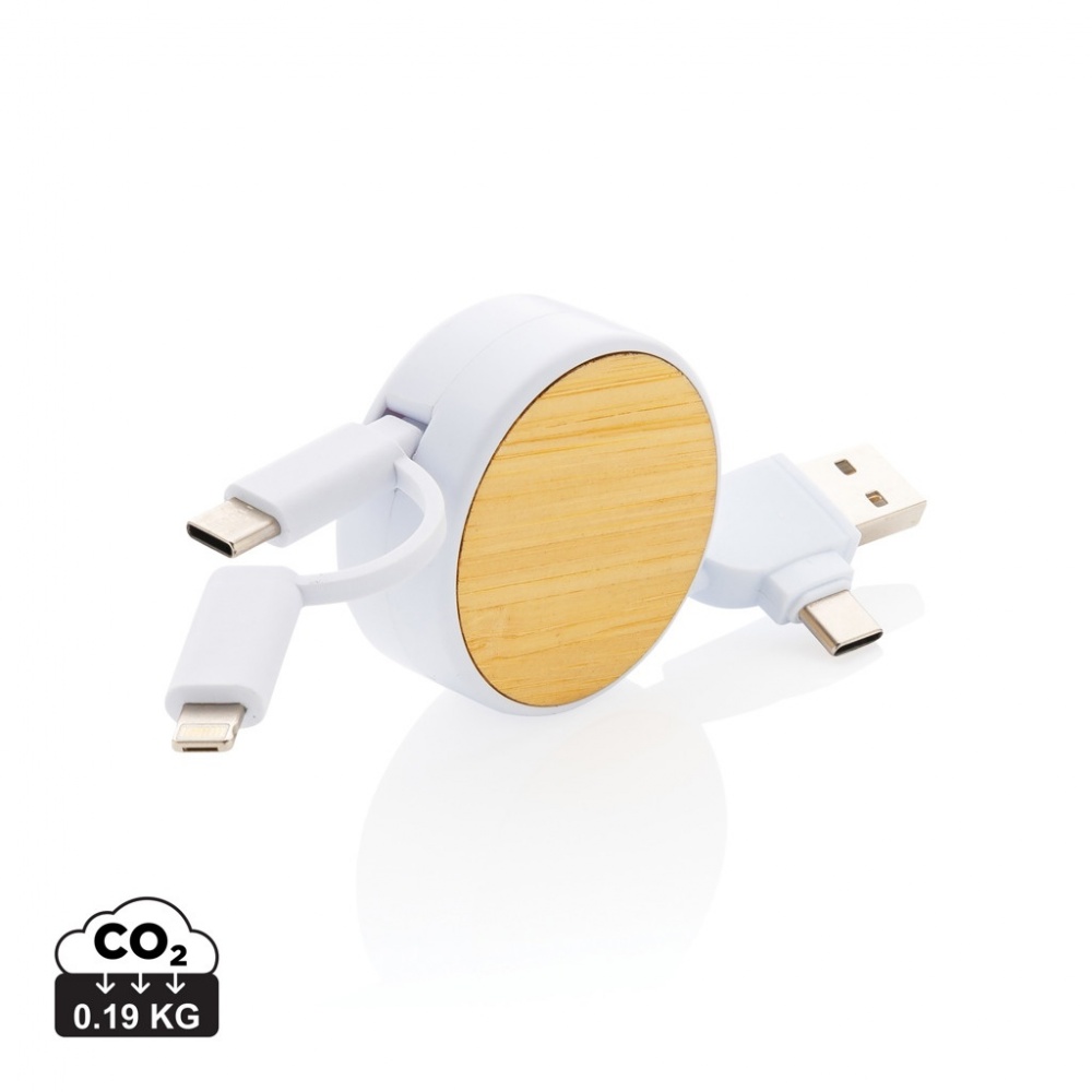 Logo trade advertising product photo of: RCS recycled plastic Ontario 6-in-1 retractable cable