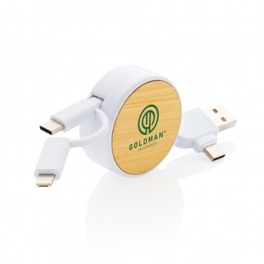 Logo trade promotional item photo of: RCS recycled plastic Ontario 6-in-1 retractable cable