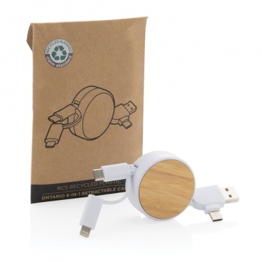 Logo trade promotional giveaway photo of: RCS recycled plastic Ontario 6-in-1 retractable cable
