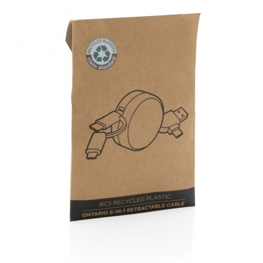 Logo trade promotional gifts picture of: RCS recycled plastic Ontario 6-in-1 retractable cable