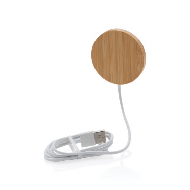 Logo trade promotional gifts image of: 10W bamboo magnetic wireless charger