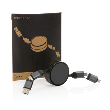 Logo trade corporate gifts image of: Terra RCS recycled aluminium retractable 6 in 1 cable