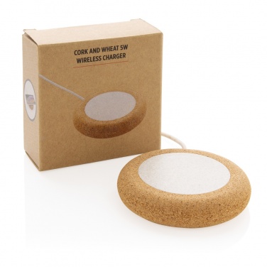 Logo trade advertising product photo of: Cork and Wheat 5W wireless charger