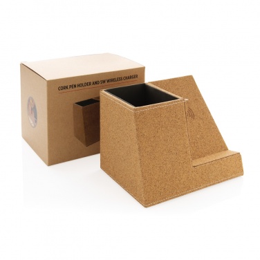 Logotrade promotional product picture of: Cork pen holder and 5W wireless charger