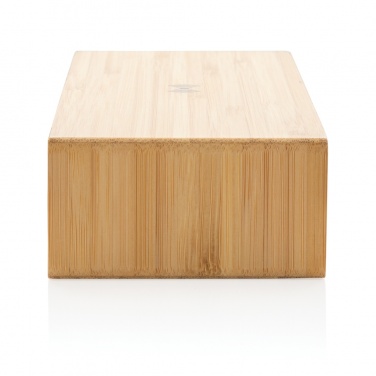 Logo trade promotional giveaway photo of: Bamboo alarm clock with 5W wireless charger
