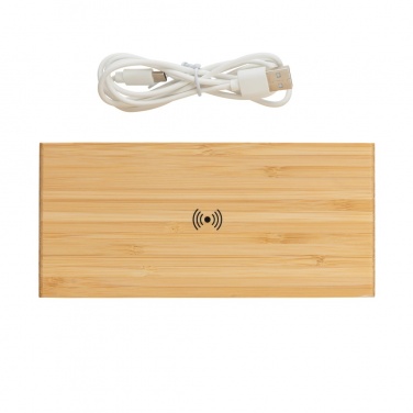 Logotrade promotional merchandise photo of: Bamboo alarm clock with 5W wireless charger
