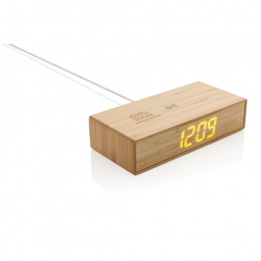 Logotrade promotional merchandise image of: Bamboo alarm clock with 5W wireless charger
