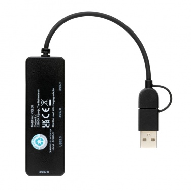Logo trade promotional merchandise photo of: RCS recycled plastic USB hub with dual input