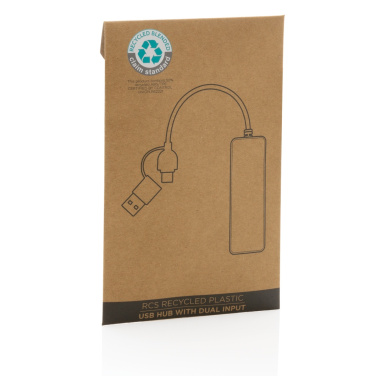 Logo trade promotional giveaways picture of: RCS recycled plastic USB hub with dual input