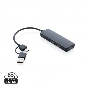Logotrade corporate gift image of: RCS recycled plastic USB hub with dual input