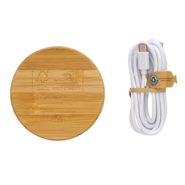 Logo trade business gift photo of: Bamboo 15W wireless charger