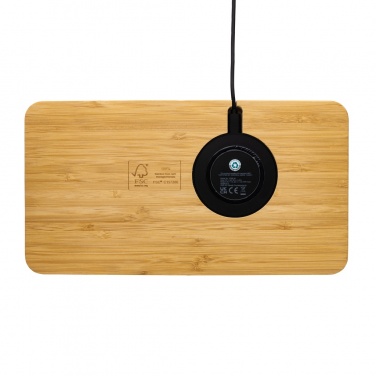 Logo trade promotional item photo of: Bamboo desk organiser 10W wireless charger