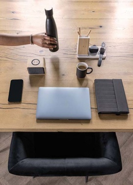 Logo trade promotional giveaway photo of: Ontario recycled plastic & bamboo 3-in-1 wireless charger