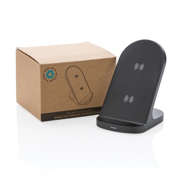 Logotrade promotional merchandise image of: RCS recycled plastic double coil wireless stand 15W