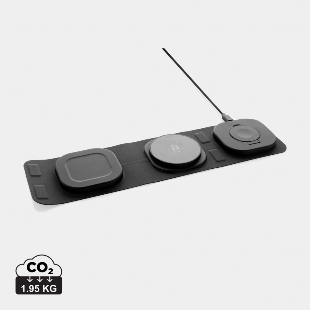 Logotrade corporate gifts photo of: Swiss Peak RCS rplastic 3-in-1 wireless 15W travel charger