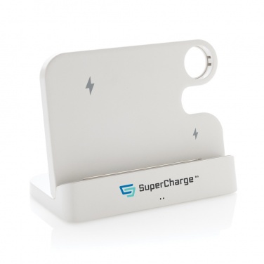 Logo trade promotional merchandise photo of: Joltz RCS recycled plastic dual 15W charger with iWatch slot
