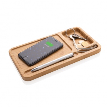Logotrade promotional gift image of: Bamboo desk organiser 5W wireless charger