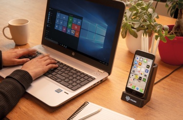 Logo trade promotional gifts picture of: Light up logo 5W wireless charging pen holder