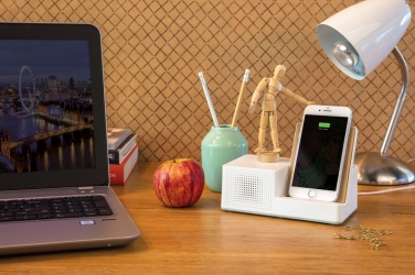 Logo trade promotional products picture of: Ontario 5W wireless charger with speaker
