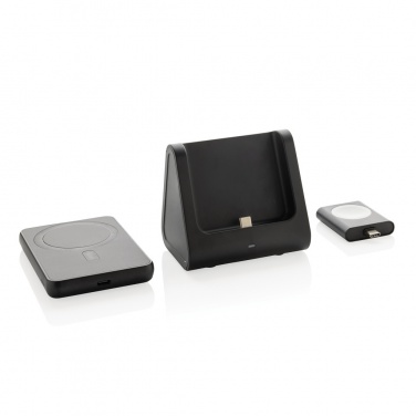 Logo trade corporate gift photo of: Powerbase RCS recycled plastic 3 in 1 charger with powerbank