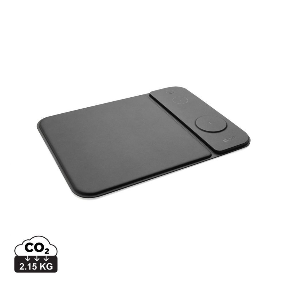 Logotrade advertising products photo of: Swiss peak RCS recycled PU 15W 3 in 1 charging mousepad
